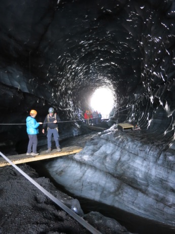 Barb and guide in ice cave